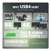 AXAGON HMC-U4, USB4 40Gbps dock, 3x USB-A, 2x USB-C, HDMI & DP 8K/30Hz, RJ-45, SD/mSD, audio, PD 100W, kabel USB-C 80cm