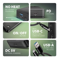 AXAGON HMC-U4, USB4 40Gbps dock, 3x USB-A, 2x USB-C, HDMI & DP 8K/30Hz, RJ-45, SD/mSD, audio, PD 100W, kabel USB-C 80cm