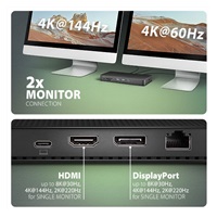 AXAGON HMC-U4, USB4 40Gbps dock, 3x USB-A, 2x USB-C, HDMI & DP 8K/30Hz, RJ-45, SD/mSD, audio, PD 100W, kabel USB-C 80cm