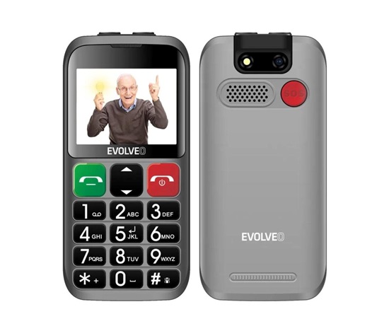 EVOLVEO Mobilní telefon pro seniory s nabíjecím stojánkem  EasyPhone ET, stříbrná