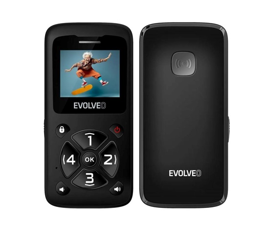EVOLVEO Mobilní telefon pro seniory EasyPhone ID, černá