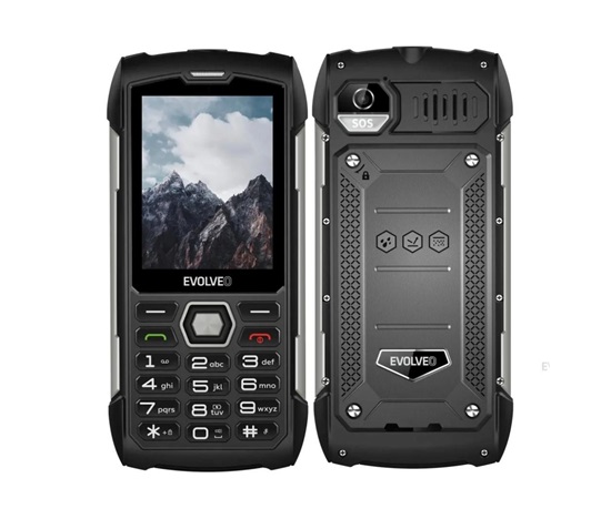 EVOLVEO StrongPhone H1, vodotěsný odolný Dual SIM telefon, černo-stříbrná