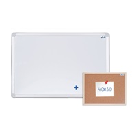 Magnetická tabule AVELI 90x60 cm, hliníkový rám+ korková nástěnka 40x30 cm