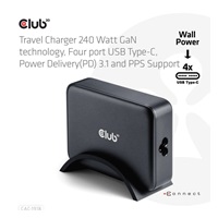 Club3D cestovní nabíječka 240W GaN technologie, 4xUSB-C, PPS + PD 3.1 Support
