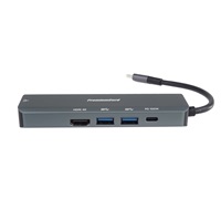 PREMIUMCORD Adaptér USB-C na Gigabit 10/100/1000Mbps + 1x HDMI,  2x USB3.2, 1x PD 100W konektor, Šedá