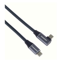 PREMIUMCORD USB-C zahnutý kabel (USB 3.2 Gen2x2, 5A, 100W, 20Gbit/s) 3m, Šedá