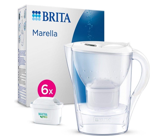 Brita Marella Cool white + 6 Maxtra Pro All-In-1 filtrační konvice, 2,4 l, indikátor výměny filtru, 6x filtrační patrona