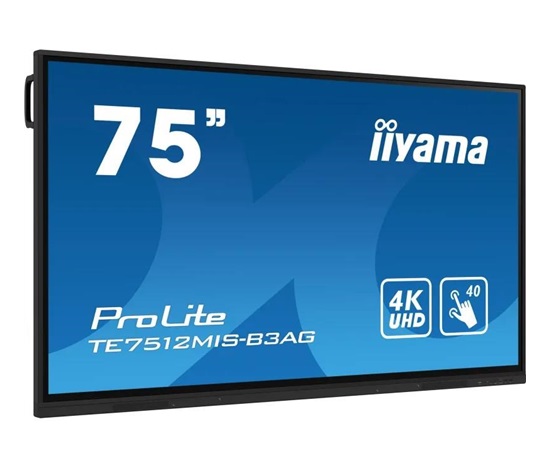 Iiyama ProLite IDS, 24/7, 190.5 cm (75''), PureTouch-IR, 4K, USB, USB-C, Ethernet, Wi-Fi, kit (USB), black