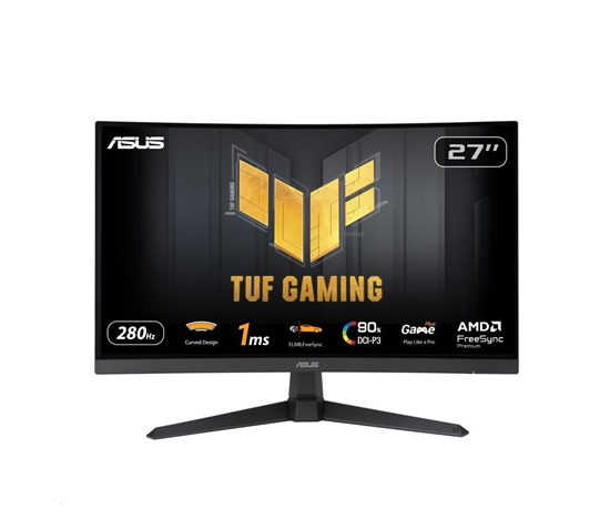 ASUS LCD 27" VG27VQM1B TUF Gaming 1920x1080, Full HD, Curved, 280Hz, ELMB, FreeSync, 1ms, 90% DCI-P3, HDMI, DP,VESA