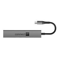 CONNECT IT USB-C hub, 2x USB-A, 1x USB-C, 1x SD karta, 1x MicroSD karta, šedá