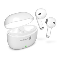 CONNECT IT Sluchátka True Wireless SonicBass, špunty do uší s mikrofonem, Bluetooth, bílá