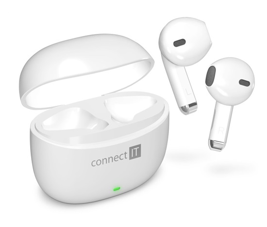 CONNECT IT Sluchátka True Wireless SonicBass, špunty do uší s mikrofonem, Bluetooth, bílá