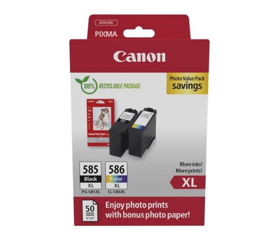 Canon Cartridge PG-585XL/CL-586XL černá/barevná + Canon PAPÍR GP-501 4X6 50