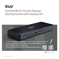 Club3D Dokovací stanice USB-C 16v1, 3xDP, 2xHDMI, 1xUSB-C, 3xUSB, 1xRJ45, 1x3.5mm, černá