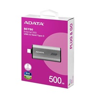 ADATA External SSD 500GB SC750, USB-C 3.2 Gen2, Černá