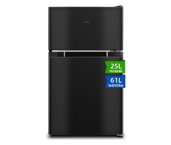 CHiQ kombi, mrazák nahoře, 86l (L 61l, M 25l), LowFrost, tm. metal. + 12 let záruka na kompresor (bez registrace)