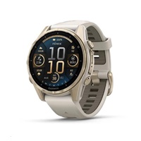 Garmin fenix® 8 – 43 mm, AMOLED, Sapphire, Soft Gold / Fog grey se silikonovým řemínkem, EU
