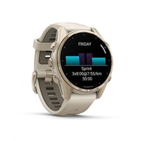 Garmin fenix® 8 – 43 mm, AMOLED, Sapphire, Soft Gold / Fog grey se silikonovým řemínkem, EU
