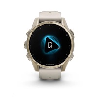 Garmin fenix® 8 – 43 mm, AMOLED, Sapphire, Soft Gold / Fog grey se silikonovým řemínkem, EU