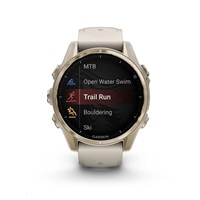 Garmin fenix® 8 – 43 mm, AMOLED, Sapphire, Soft Gold / Fog grey se silikonovým řemínkem, EU