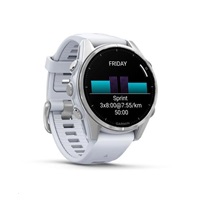 Garmin fenix® 8 – 43 mm, AMOLED, Silver / Whitestone se silikonovým řemínkem.