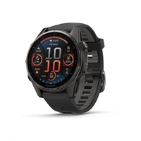 Garmin fenix® 8 – 43 mm, AMOLED, Sapphire, Carbon grey DLC titanium, Black / Pebble grey se silikonovým řemínkem, EU
