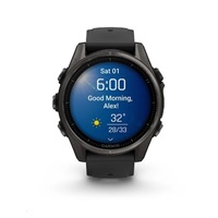 Garmin fenix® 8 – 43 mm, AMOLED, Sapphire, Carbon grey DLC titanium, Black / Pebble grey se silikonovým řemínkem, EU