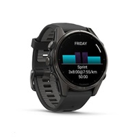 Garmin fenix® 8 – 43 mm, AMOLED, Sapphire, Carbon grey DLC titanium, Black / Pebble grey se silikonovým řemínkem, EU