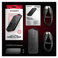 AXAGON EEM2-GAM, USB-C 10Gbps - NVMe & SATA SSD GAME M.2 box, bezšroubkový