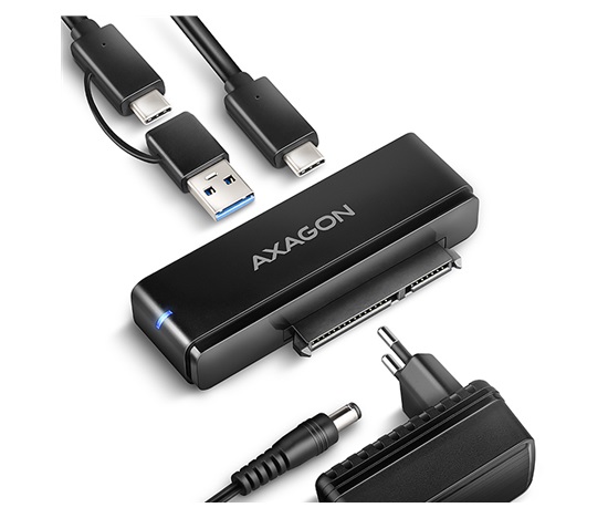 AXAGON ADSA-FPX, USB-C 10Gbps - SATA 6G, 2.5"/3.5" SSD/HDD FAST PORT X adaptér, vč. AC napáječe