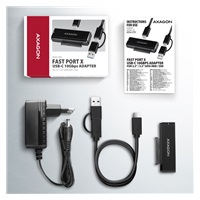 AXAGON ADSA-FPX, USB-C 10Gbps - SATA 6G, 2.5"/3.5" SSD/HDD FAST PORT X adaptér, vč. AC napáječe