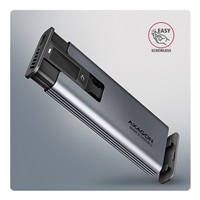 AXAGON EEM2-SD2 USB-C 10Gbps - M.2 NVMe & SATA SSD kovový DISPLAY box, bezšroubkový
