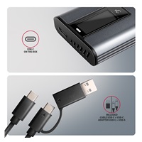 AXAGON EEM2-SD2 USB-C 10Gbps - M.2 NVMe & SATA SSD kovový DISPLAY box, bezšroubkový