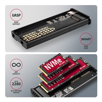 AXAGON EEM2-SD2 USB-C 10Gbps - M.2 NVMe & SATA SSD kovový DISPLAY box, bezšroubkový
