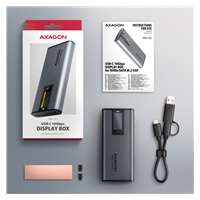 AXAGON EEM2-SD2 USB-C 10Gbps - M.2 NVMe & SATA SSD kovový DISPLAY box, bezšroubkový