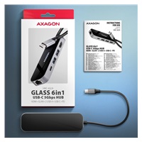 AXAGON HMC-6GLN, USB 5Gbps hub, 2x USB-A, USB-C, HDMI 4k/60Hz, RJ-45 GLAN, PD 100W, kabel USB-C 20cm