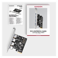 AXAGON PCEU-430RS, PCIe řadič, 4x USB 5Gbps port, SATA napájení, Renesas PD720201, SP