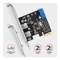 AXAGON PCEU-232RS, PCIe řadič, 2+2x USB 5Gbps port, SATA napájení, Renesas PD720201, SP & LP