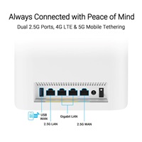 ASUS ZenWifi BT8 2-pack, WiFi7 Extendable Router, AiMesh, 1x WAN, 3x LAN, 1x 3.0