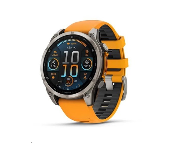 Garmin fenix® 8 – 47 mm, AMOLED, Sapphire, Titanium s Orange/Graphite silikonovým řemínkem, EU