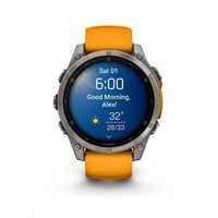 Garmin fenix® 8 – 47 mm, AMOLED, Sapphire, Titanium s Orange/Graphite silikonovým řemínkem, EU