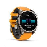 Garmin fenix® 8 – 47 mm, AMOLED, Sapphire, Titanium s Orange/Graphite silikonovým řemínkem, EU