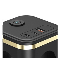 Viking síťový adaptér Y33, 3x 230 V, 1x USB-A, 2x USB-C, tlačítko ON/OFF, černá