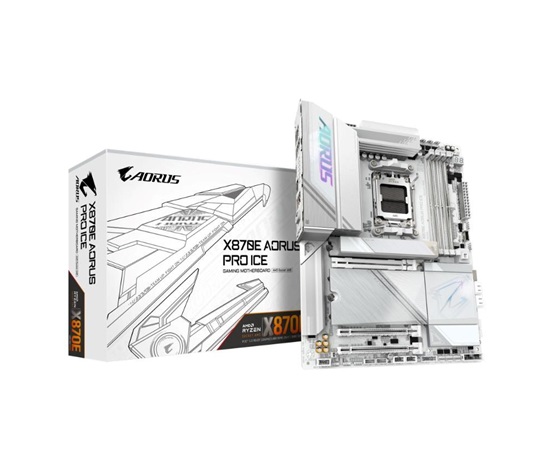 GIGABYTE MB Sc AM5 X870E AORUS PRO ICE, AMD X870, 4xDDR5, 2xHDMI, 2xThunderbolt, WiFi