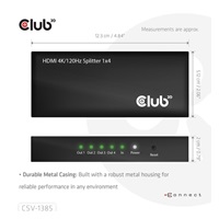 Club3D Video rozbočovač 1:4 HDMI 2.0 4K120Hz, 4 porty, černá