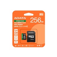ADATA MicroSDXC karta 256GB Speed Plus, U3, C10, A2, V30 (R:180/W:160 MB/s) + SD adaptér