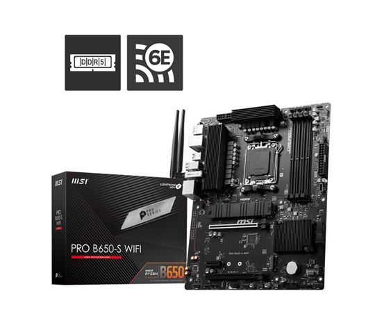 BAZAR - MSI MB Sc AM5 PRO B650-S WIFI, AMD B650, 4xDDR5, 1xDP, 1xHDMI, WI-FI - Poškozený obal (Komplet)