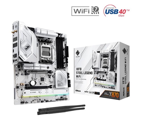 ASRock MB Sc AM5 X870 STEEL LEGEND WIFI, AMD X870, 4xDDR5, 1xHDMI, 2xThunderbolt, WI-FI