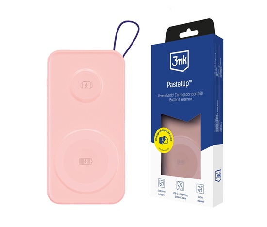 3mk PastelUp Powerbank 10,000mAh 22.5W USB 1A1C - Pink