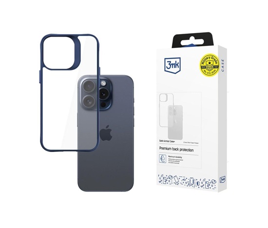 3mk Satin Armor Case+ Blue pro Apple iPhone 15 Pro